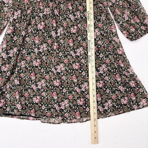 Zara Dress Size Small Multicolor Floral Ruffle Trim 3/4 Sleeves Flowy Shift NEW - Picture 11 of 11